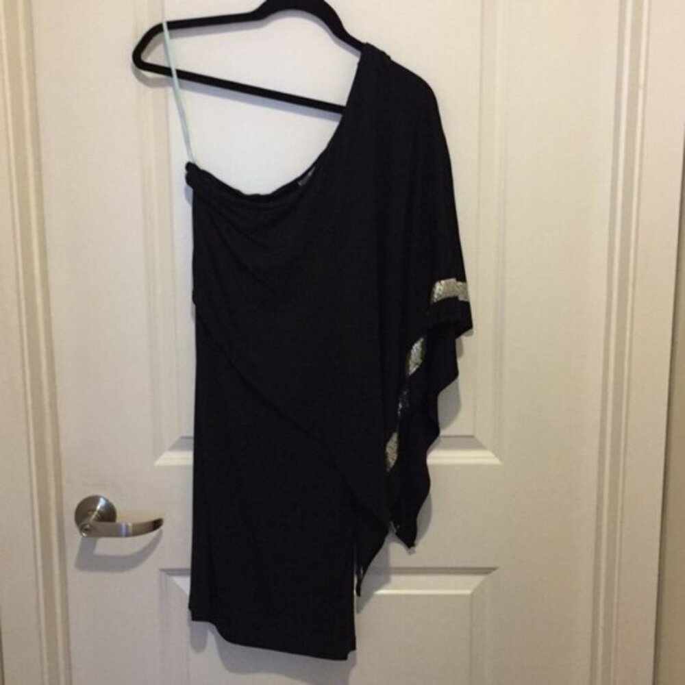 NWT black and silver sequin one shoulder dress.